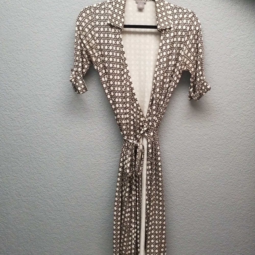 Brown and creme Petite wrap dress